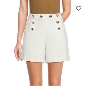 Karl Lagerfeld White Button-Detail Bermudas Sailor Coastal Resort Preppy 4 NWOT